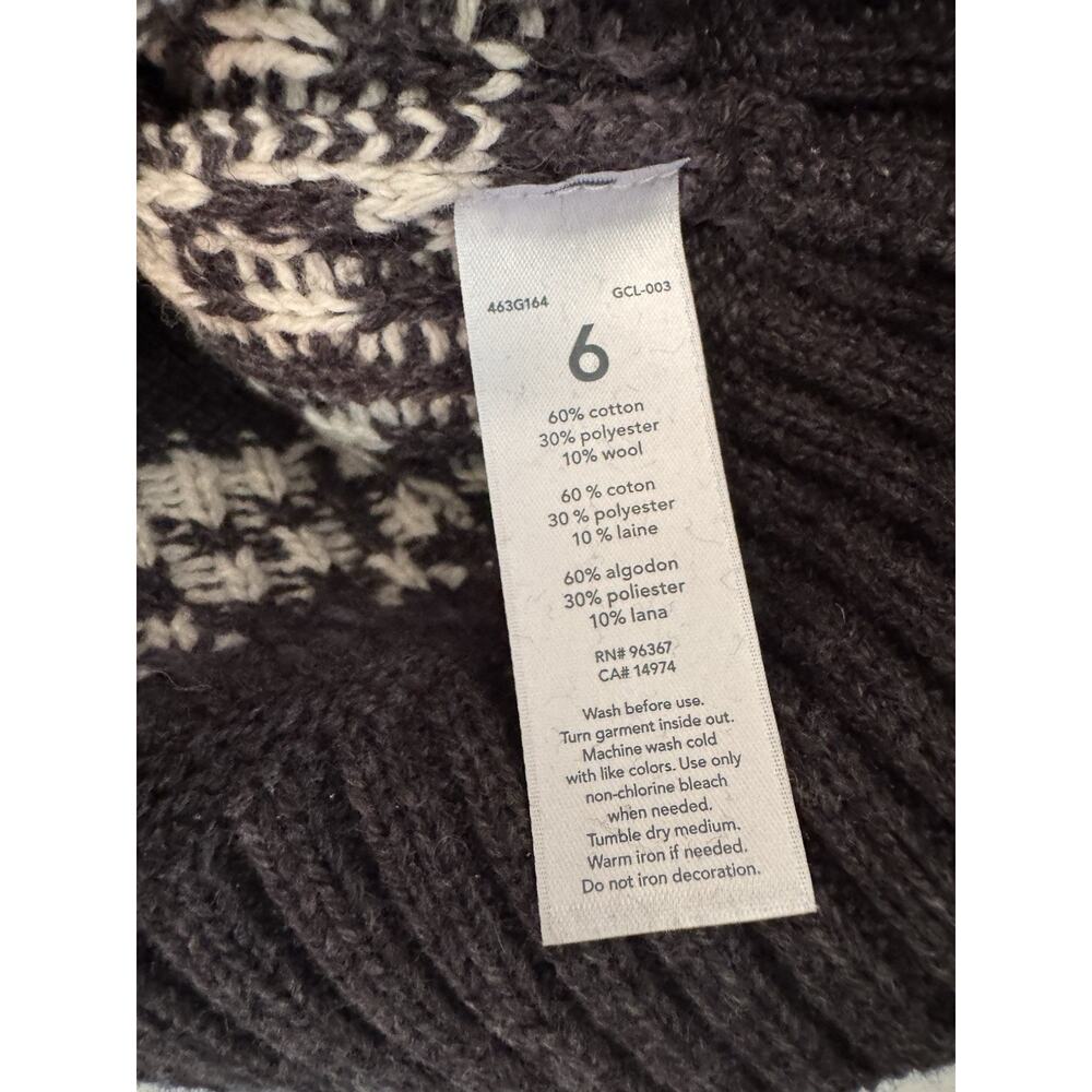 Oshkosh Fair Isle Chunky Knit Shawl Collar Sweater Youth Size 6 Gray - Picture 7 of 7